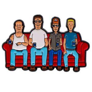 King of the Hill Enamel Pin Hank Dale Bill  & Boomhauer The Famous Red Couch